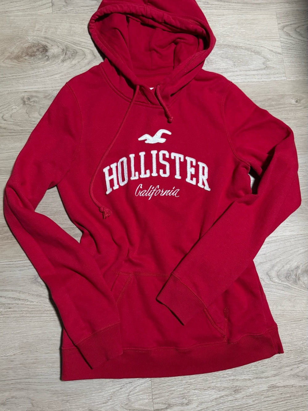 Hollister Red Pullover Hoodie with White Logo
